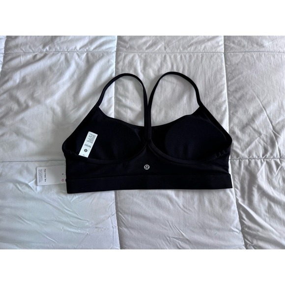 New Lululemon Flow Y Bra Nulu A–C Cup Black Size 12 Yoga Workout Stretch NWT - Picture 3 of 9